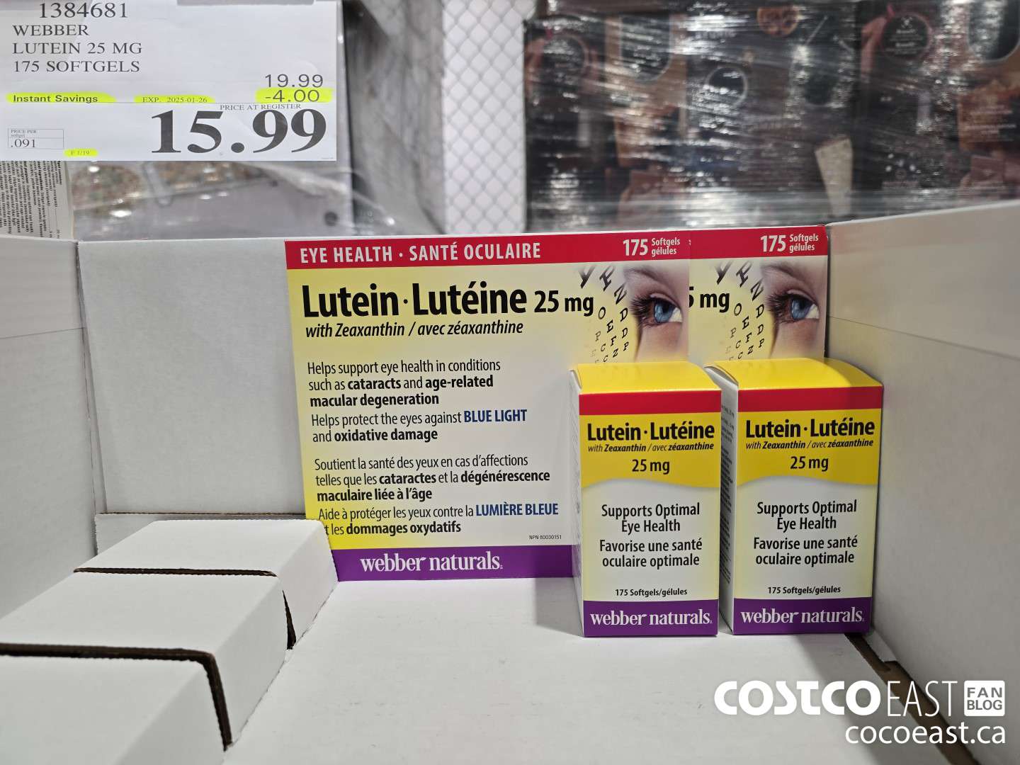 1384681 WEBBER LUTEIN 25 MG 175 SOFTGELS ($4.00 INSTANT SAVINGS EXPIRES ON 2025-01-26) $15.99