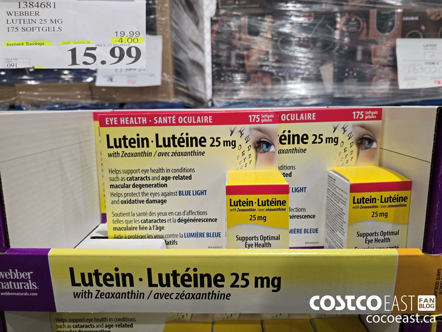 1384681 WEBBER LUTEIN 25 MG 175 SOFTGELS ($4.00 INSTANT SAVINGS EXPIRES ON 2025-01-26) $15.99