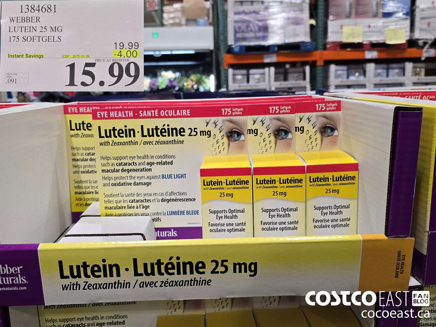 1384681 WEBBER LUTEIN 25 MG 175 SOFTGELS ($4.00 INSTANT SAVINGS EXPIRES ON 2025-01-26) $15.99