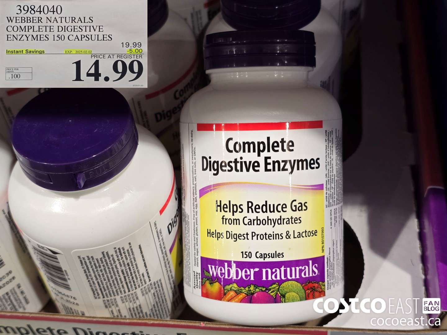 3984040 WEBBER NATURALS COMPLETE DIGESTIVE ENZYMES 150 CAPSULES ($5.00 INSTANT SAVINGS EXPIRES ON 2025-02-02) $14.99