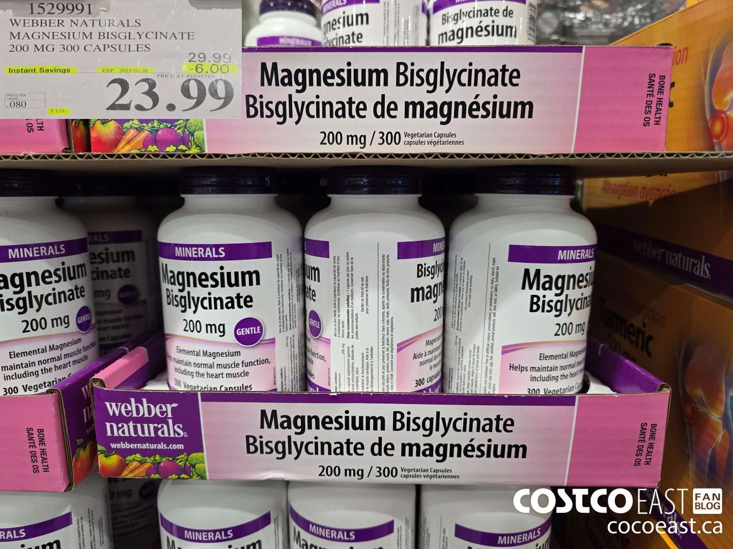 1529991 WEBBER NATURALS MAGNESIUM BISGLYCINATE 200MG 300 CAPSULES ($6.00 INSTANT SAVINGS EXPIRES ON 2025-01-26) $23.99