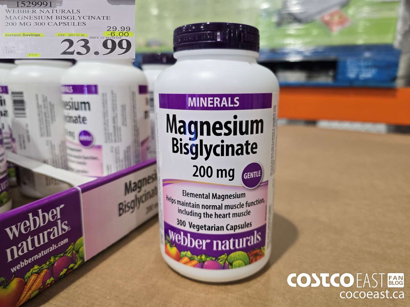 1529991 WEBBER NATURALS MAGNESIUM BISGLYCINATE 200MG 300 CAPSULES ($6.00 INSTANT SAVINGS EXPIRES ON 2025-01-26) $23.99