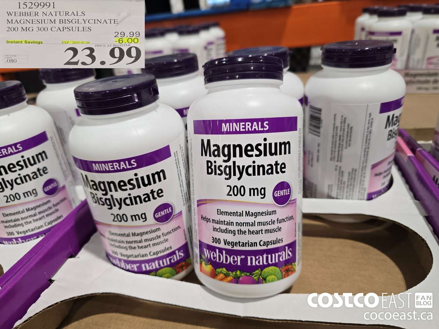1529991 WEBBER NATURALS MAGNESIUM BISGLYCINATE 200MG 300 CAPSULES ($6.00 INSTANT SAVINGS EXPIRES ON 2025-01-26) $23.99