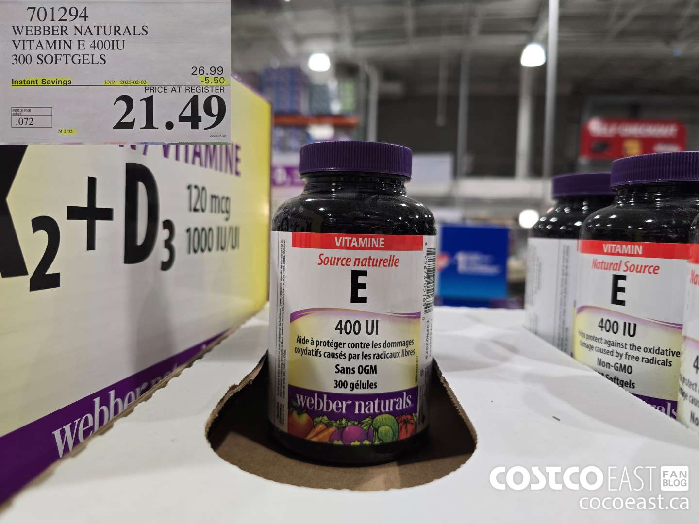 701294 WEBBER NATURALS VITAMIN E NATURAL 400 IU 300 SOFTGELS ($5.50 INSTANT SAVINGS EXPIRES ON 2025-02-02) $21.49