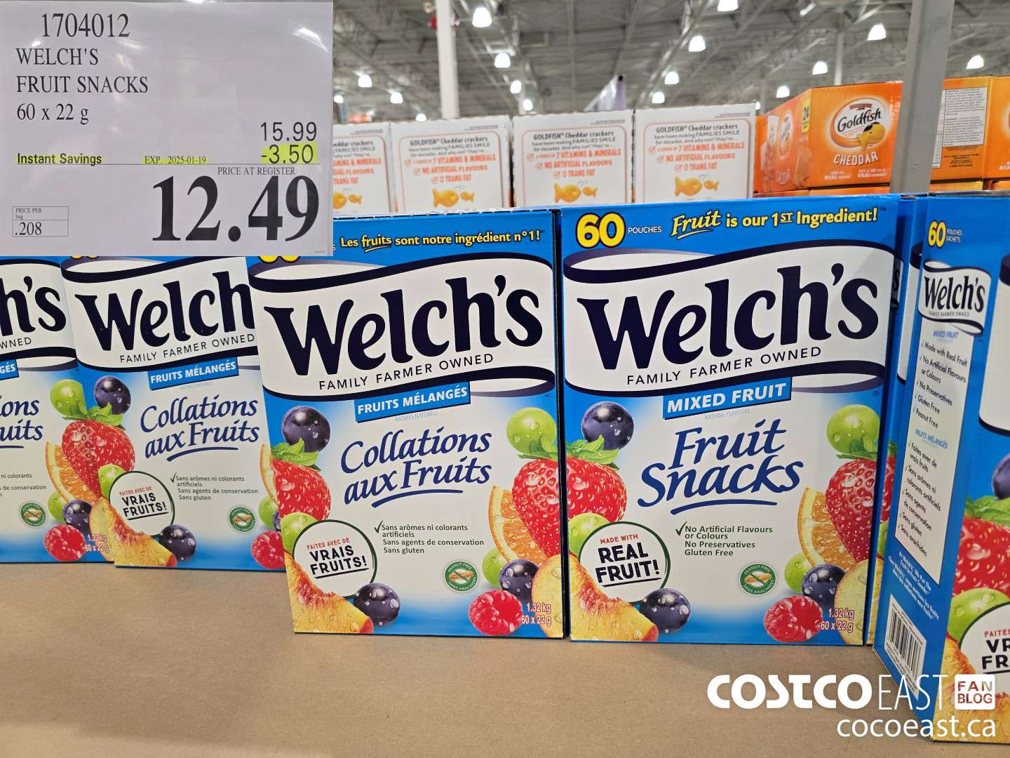 1704012 WELCH'S FRUIT SNACKS 60 X 22 G ($3.50 INSTANT SAVINGS EXPIRES ON 2025-01-19) $12.49