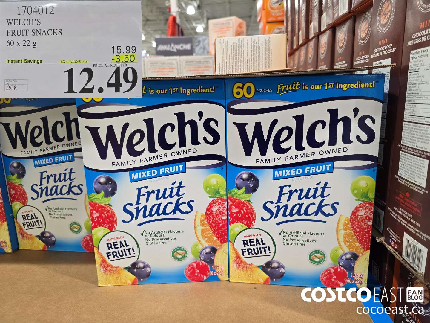 1704012 WELCH'S FRUIT SNACKS 60 X 22 G ($3.50 INSTANT SAVINGS EXPIRES ON 2025-01-19) $12.49