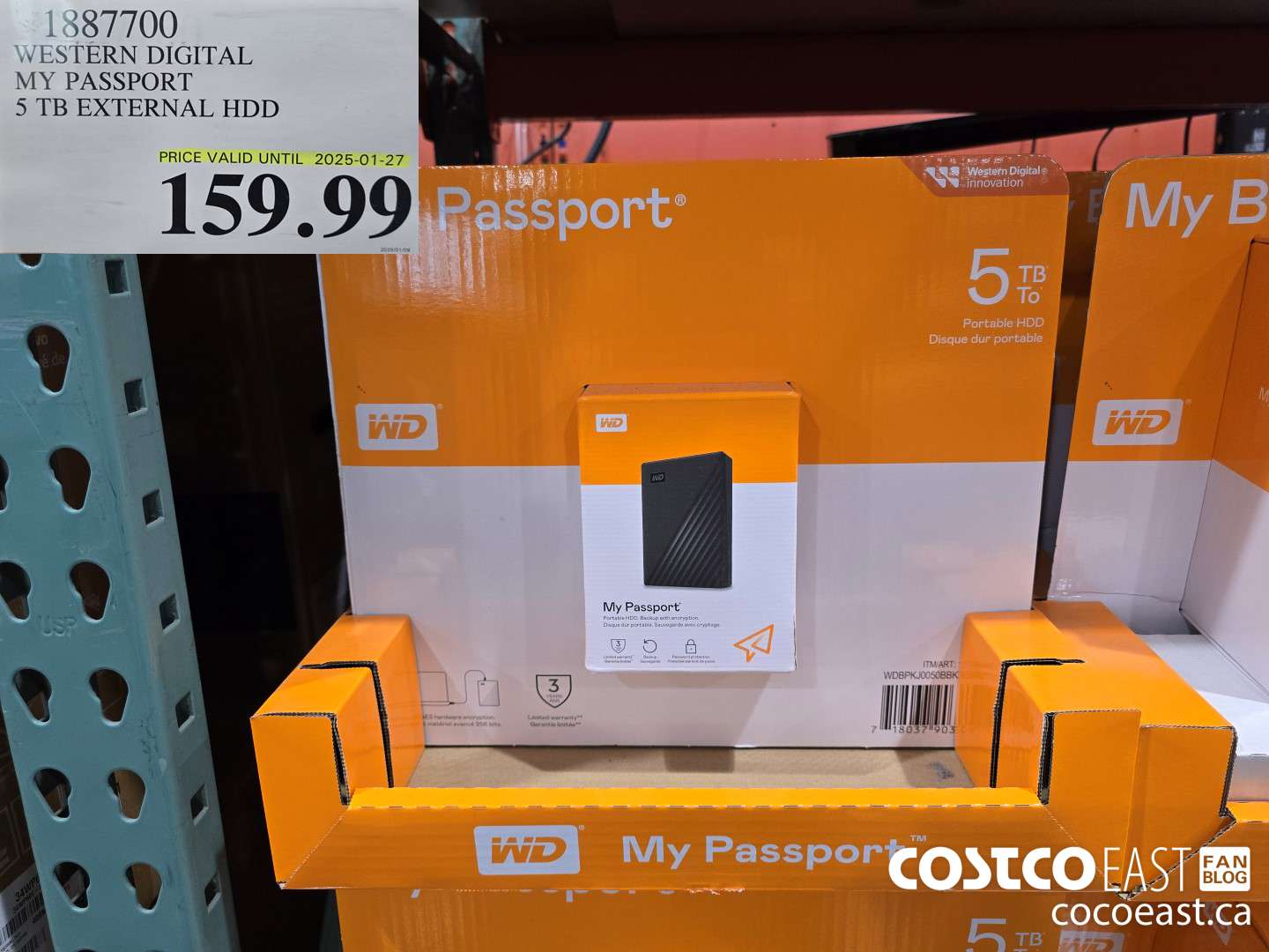 1387700 WESTERN DIGITAL MY PASSPORT 5 TB EXTERNAL HDD $159.99
