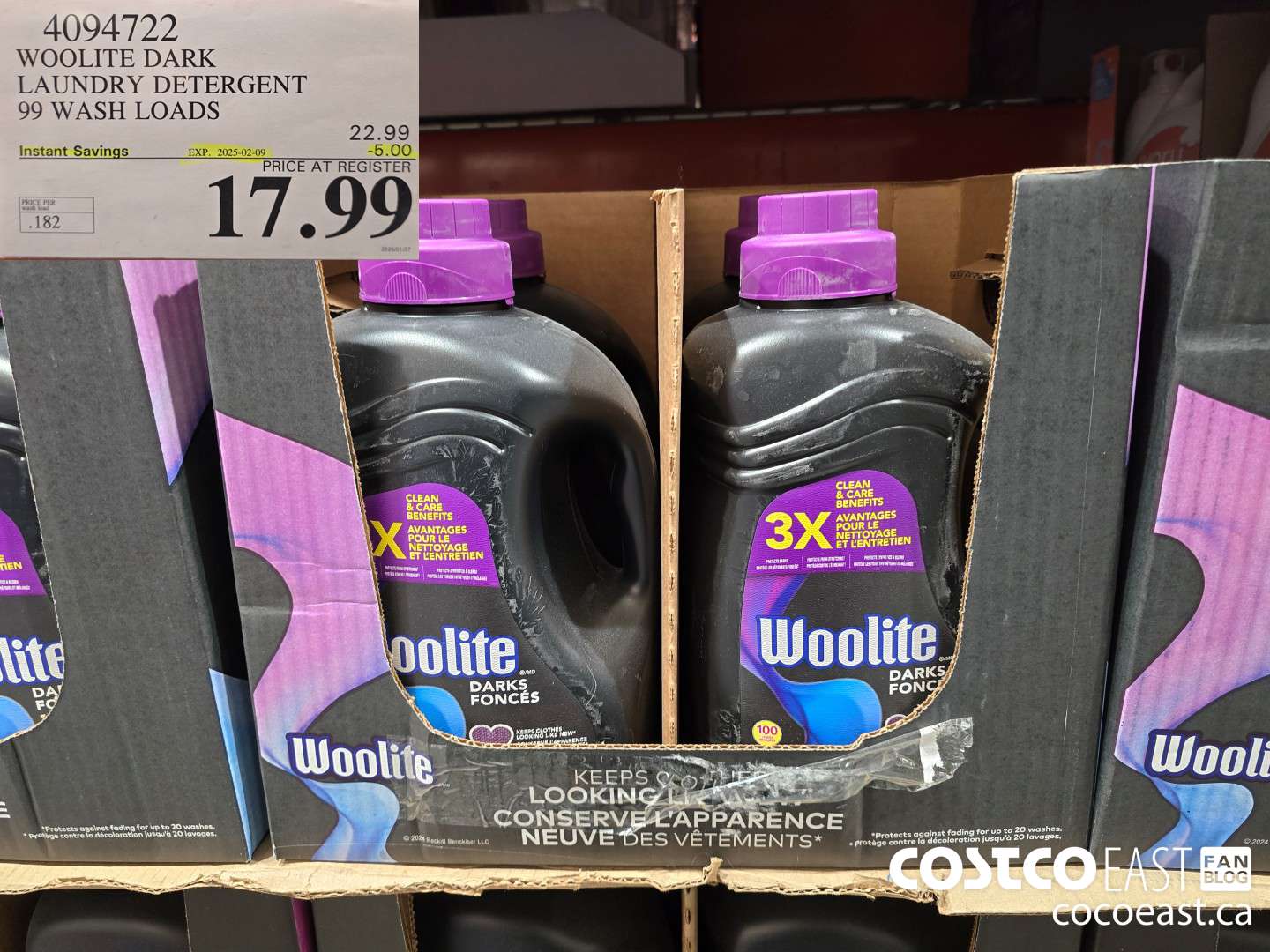 4094722 WOOLITE DARK LAUNDRY DETERGENT 99 wash loads ($5.00 INSTANT SAVINGS EXPIRES ON 2025-02-09) $17.99