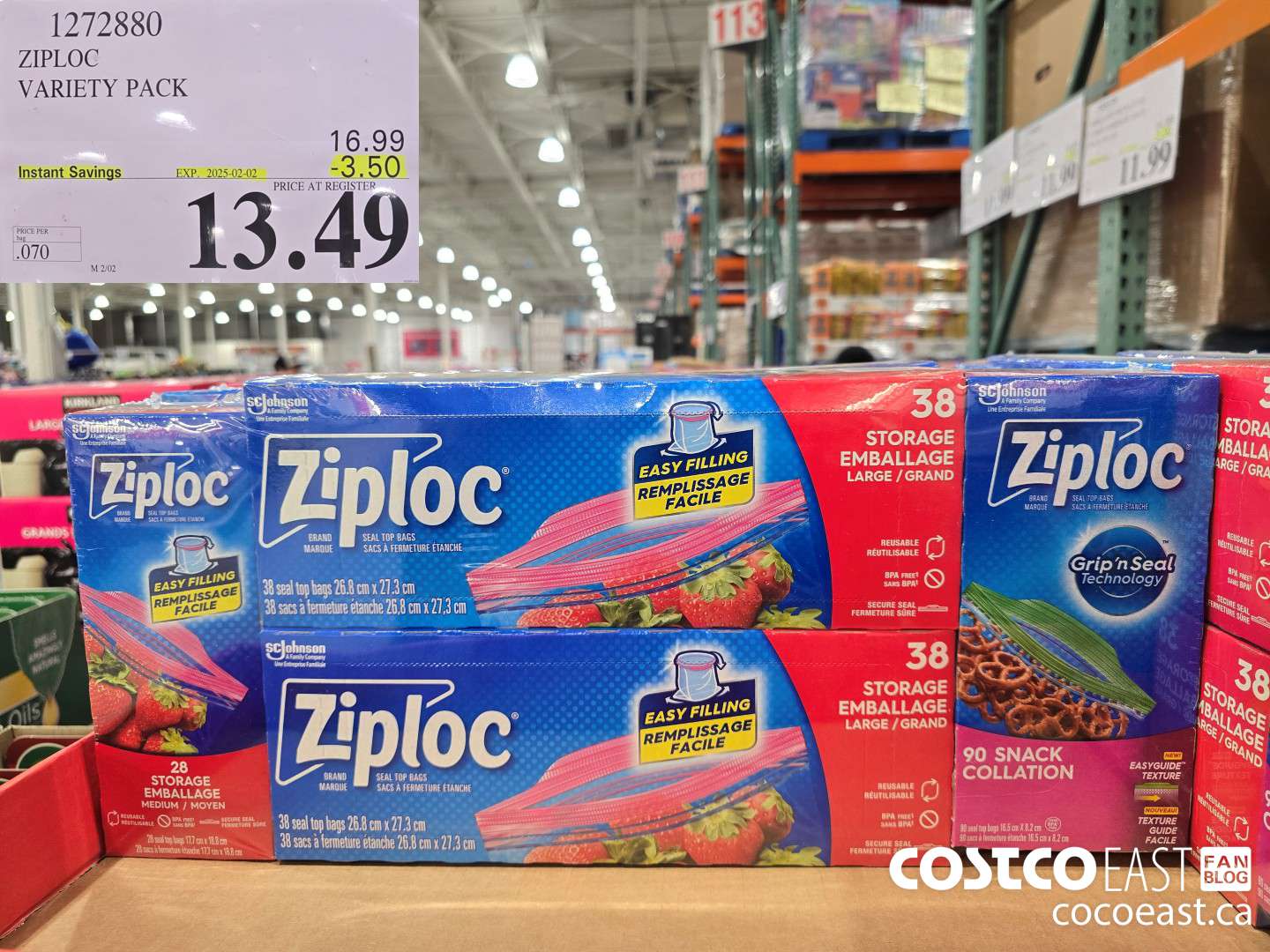 1272880 ZIPLOC VARIETY PACK ($3.50 INSTANT SAVINGS EXPIRES ON 2025-02-02) $13.49