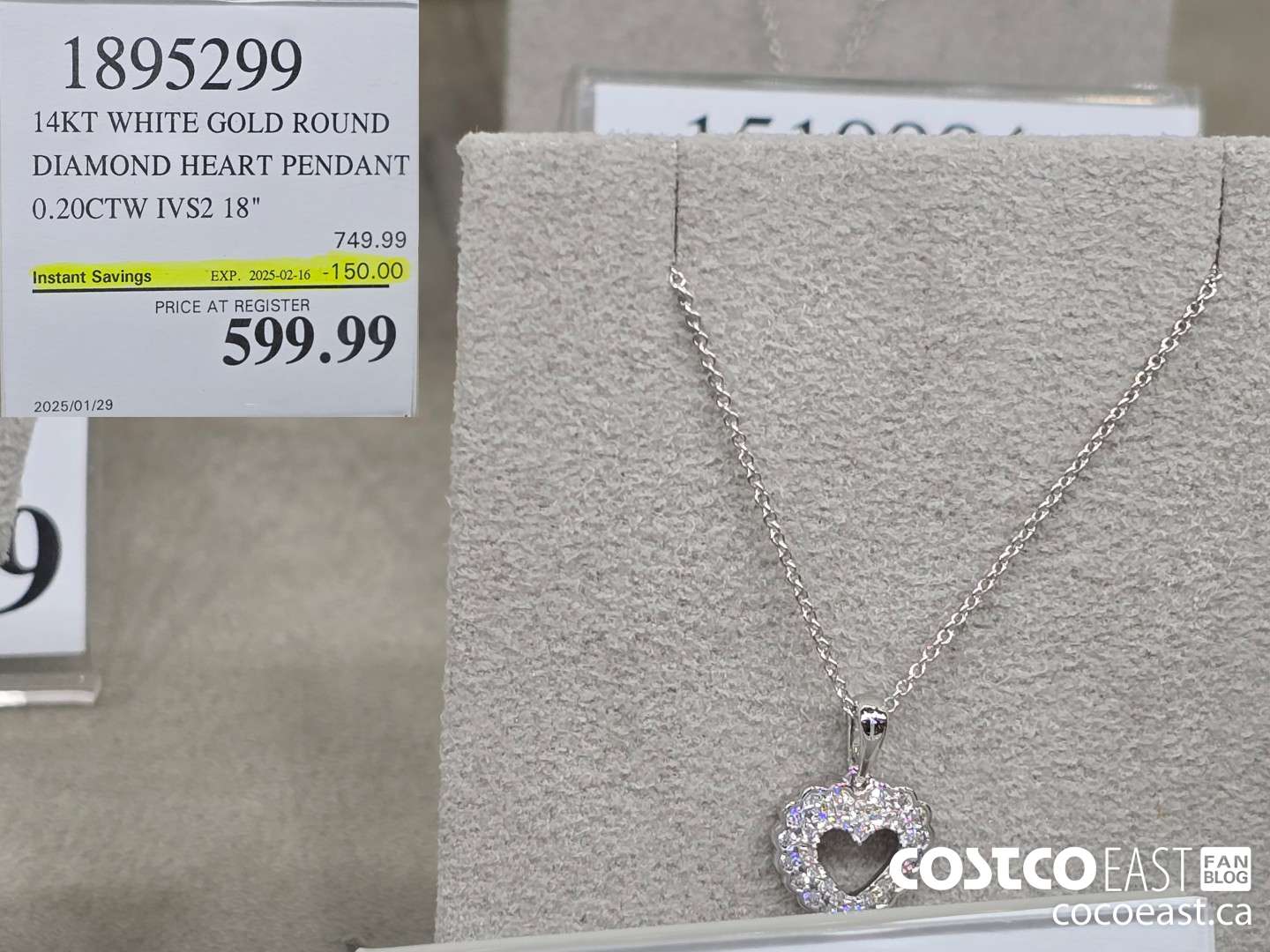 1895299 14KT WHITE GOLD ROUND DIAMOND HEART PENDANT 0.20CTW IVS2 18