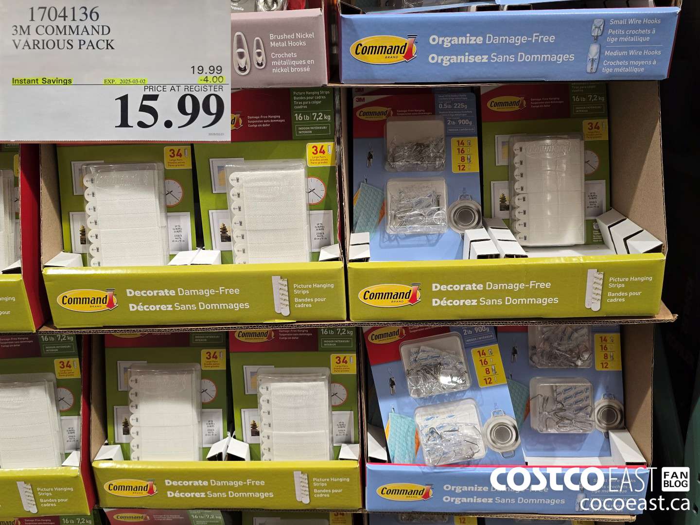 1704136 3M COMMAND VARIOUS PACK ($4.00 INSTANT SAVINGS EXPIRES ON 2025-03-02) $15.99