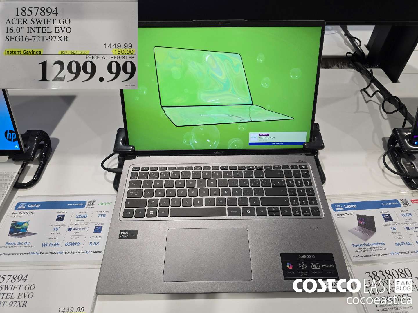 1857894 ACER SWIFT GO 16-IN INTEL EVO LAPTOP SFG16- 72T-97XR ($150.00 INSTANT SAVINGS EXPIRES ON 2025-02-27) $1299.99