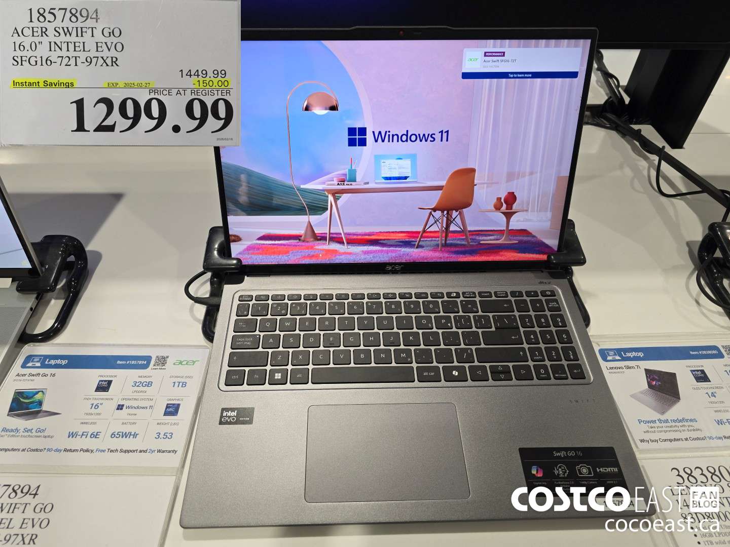 1857894 ACER SWIFT GO 16-IN INTEL EVO LAPTOP SFG16- 72T-97XR ($150.00 INSTANT SAVINGS EXPIRES ON 2025-02-27) $1299.99