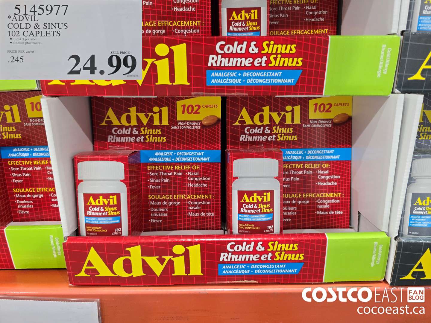 5145977 ADVIL COLD & SINUS 102 CAPLETS $24.99