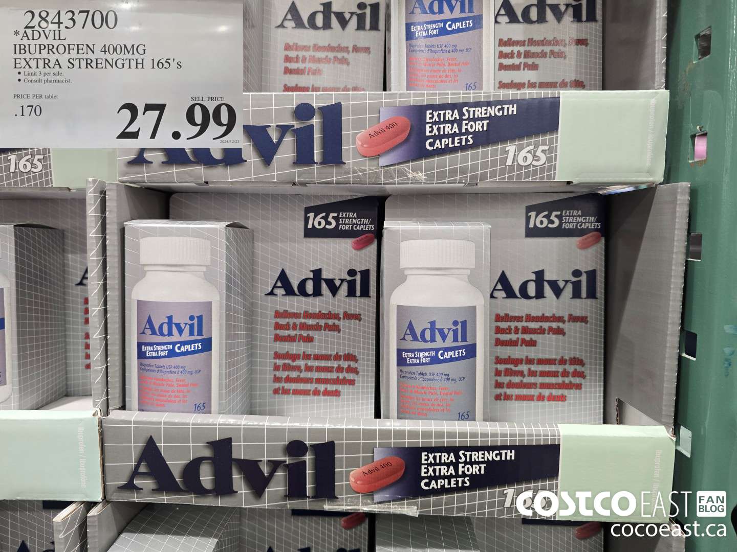 2843700 ADVIL IBUPROFEN 400MG EXTRA STRENGTH 165's $27.99