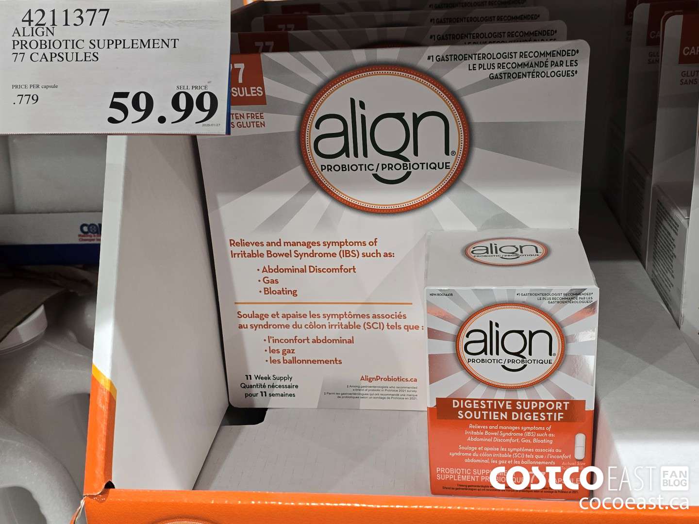 4211377 ALIGN PROBIOTIC SUPPLEMENT 77 CAPSULES $59.99