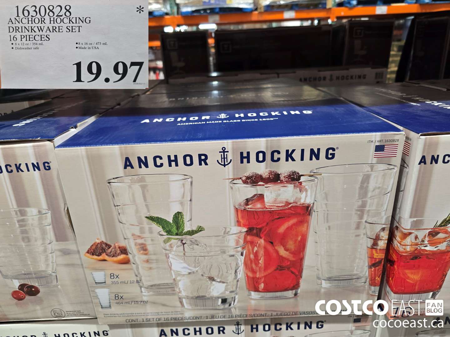 1630828 ANCHOR HOCKING DRINKWARE SET 16 PIECES $19.97