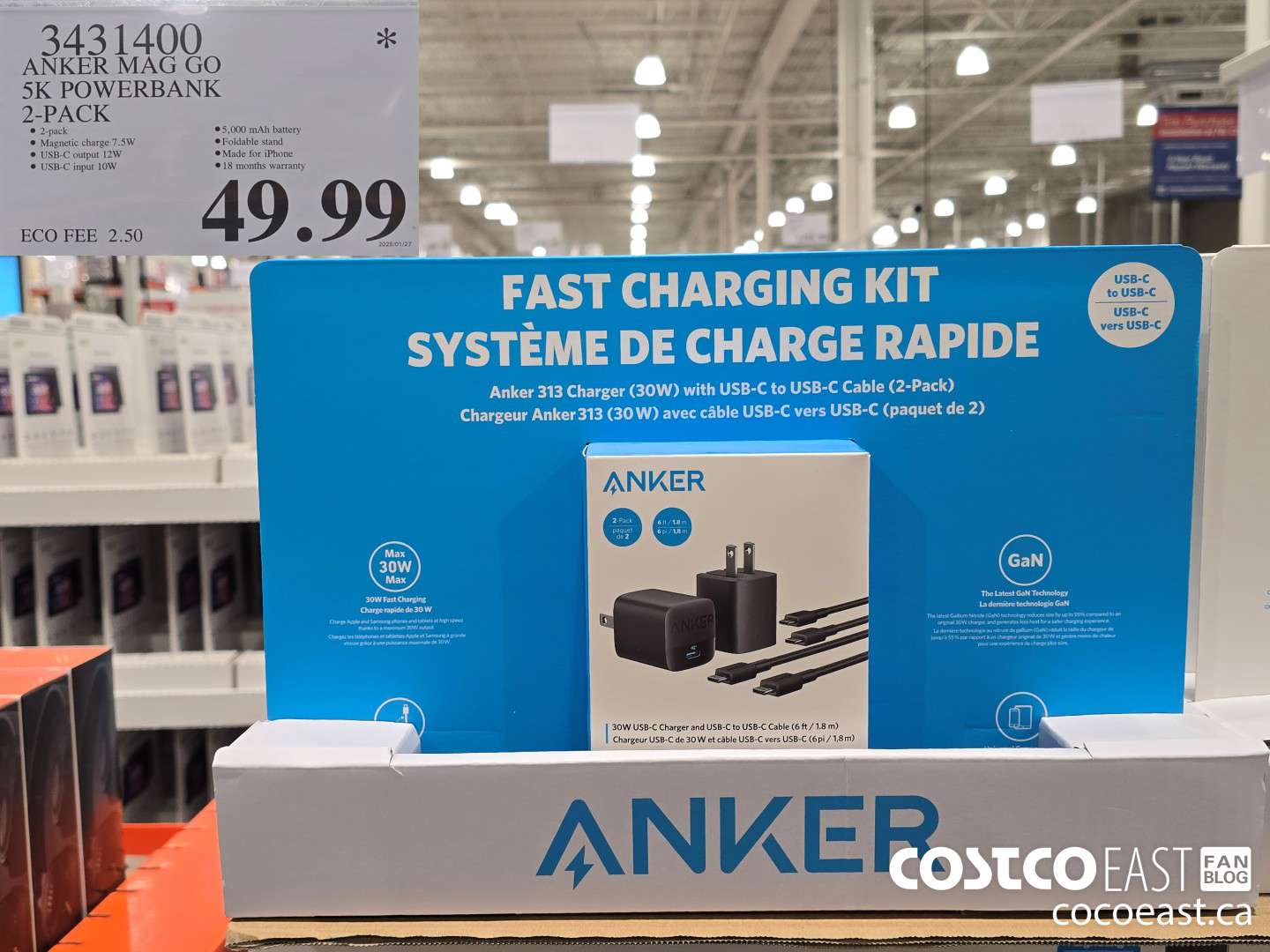 3431400 ANKER MAG GO 5K POWERBANK 2-PACK $49.99