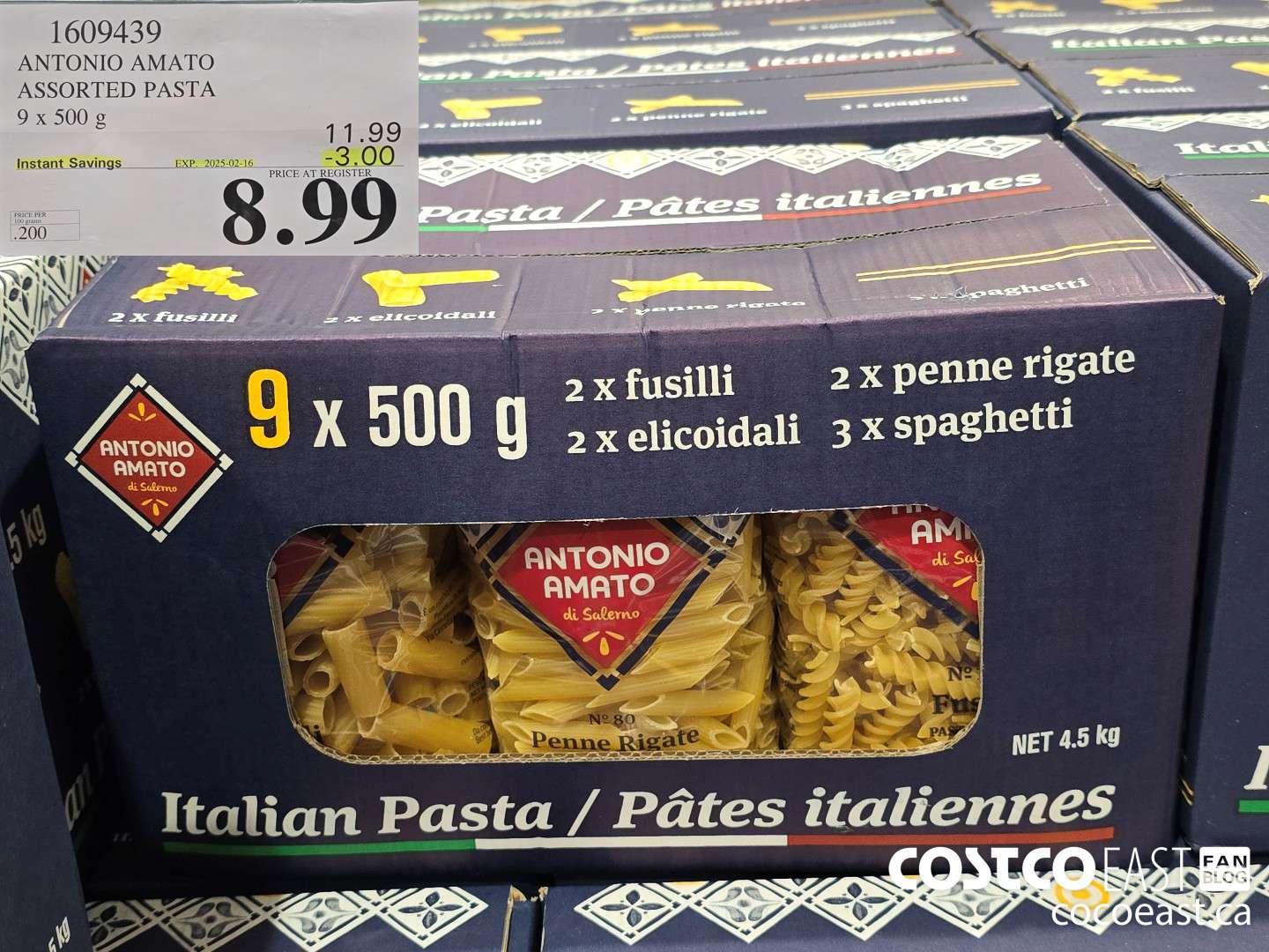 1609439 ANTONIO AMATO ASSORTED PASTA 9 x 500 g ($3.00 INSTANT SAVINGS EXPIRES ON 2025-02-16) $8.99