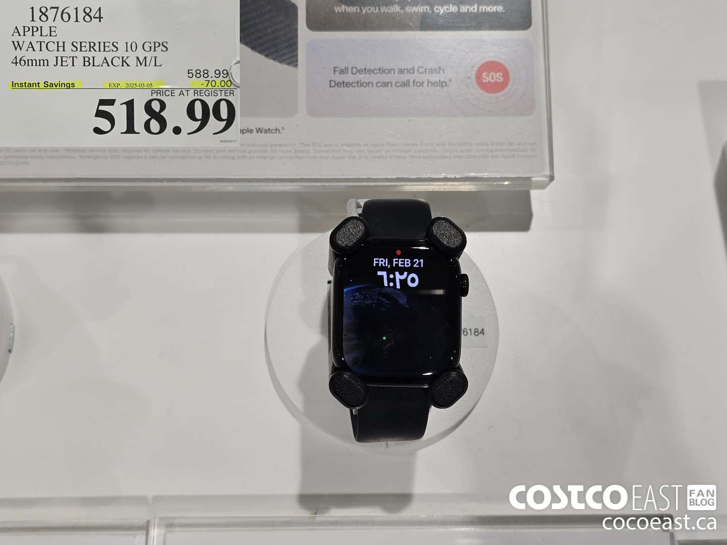 1876184 APPLE WATCH SERIES 10 GPS 46mm JET BLACK M/L ($70.00 INSTANT SAVINGS EXPIRES ON 2025-03-05) $518.99