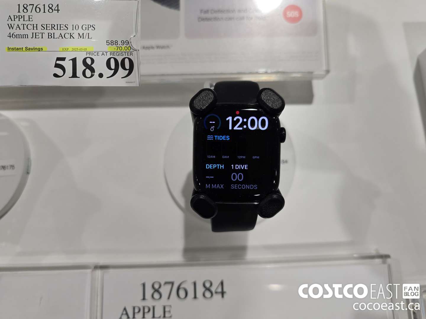 1876184 APPLE WATCH SERIES 10 GPS 46mm JET BLACK M/L ($70.00 INSTANT SAVINGS EXPIRES ON 2025-03-05) $518.99