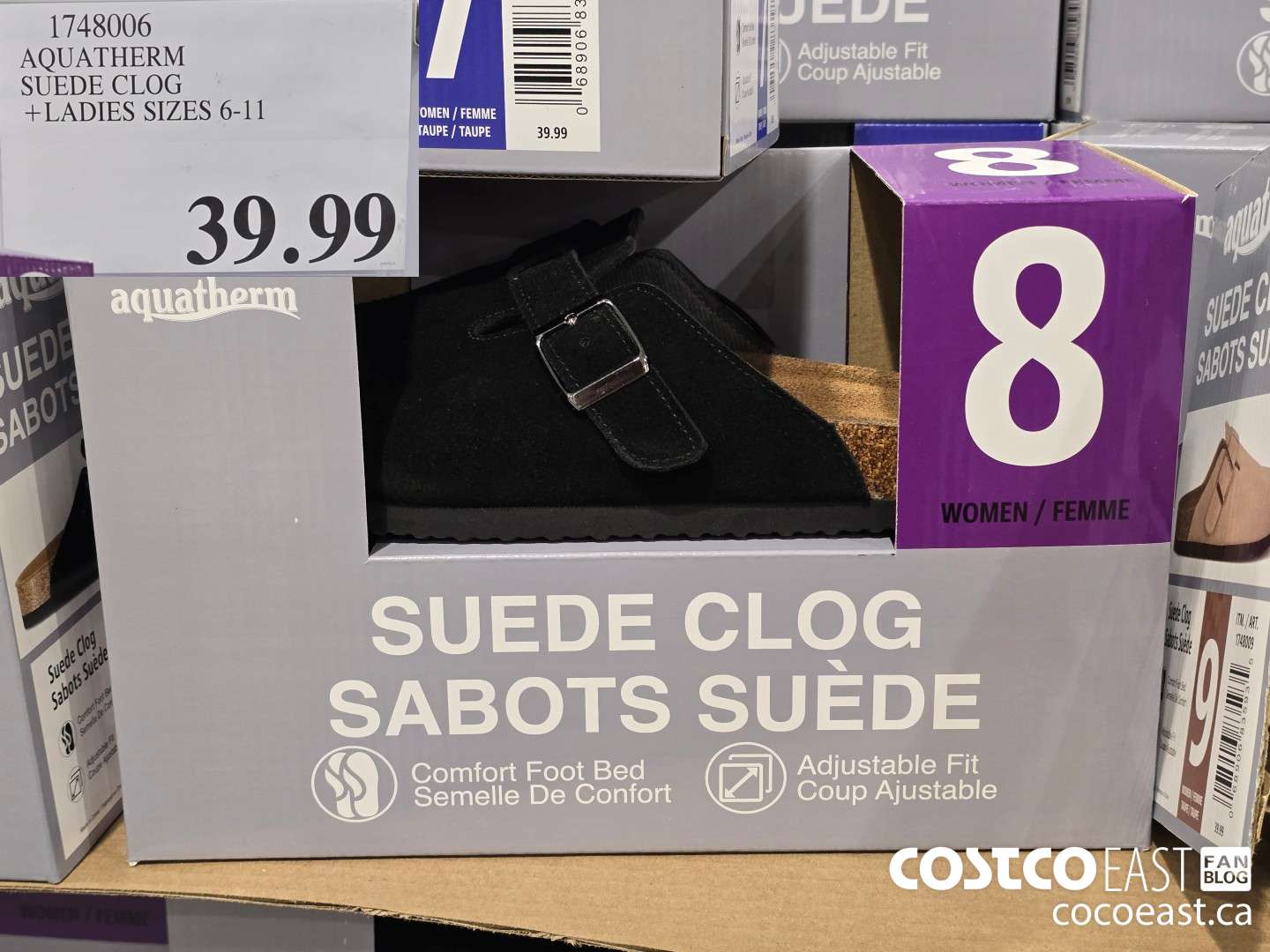 1748006 AQUATHERM SUEDE CLOG +LADIES SIZES 6-11 $39.99