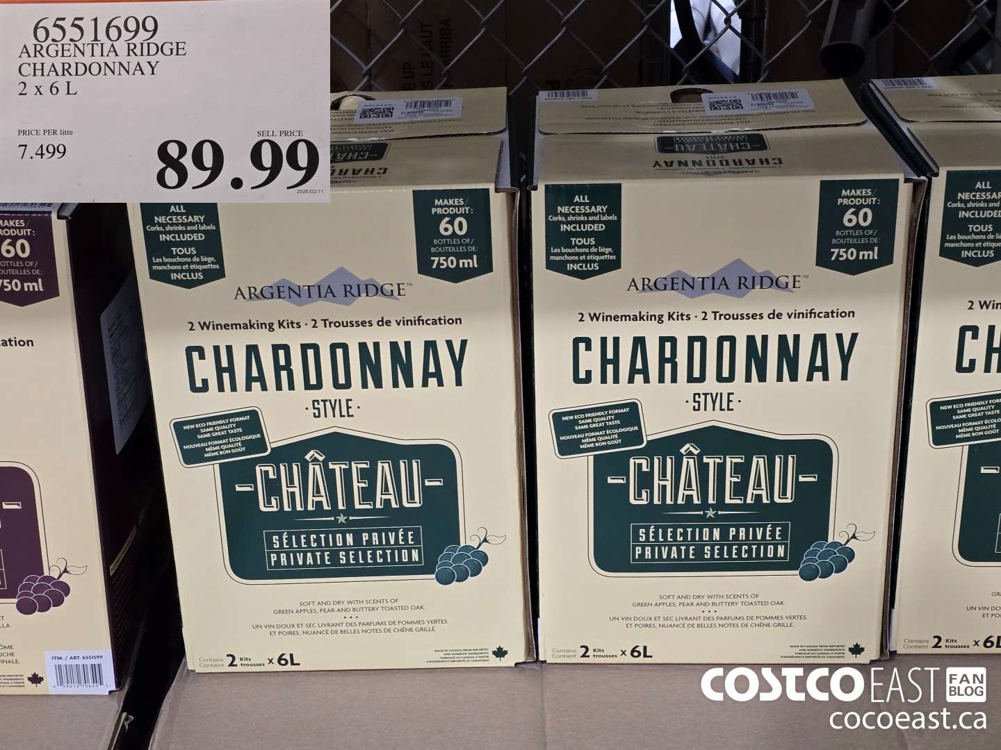 6551699 ARGENTIA RIDGE CHARDONNAY 2 X 6L $89.99