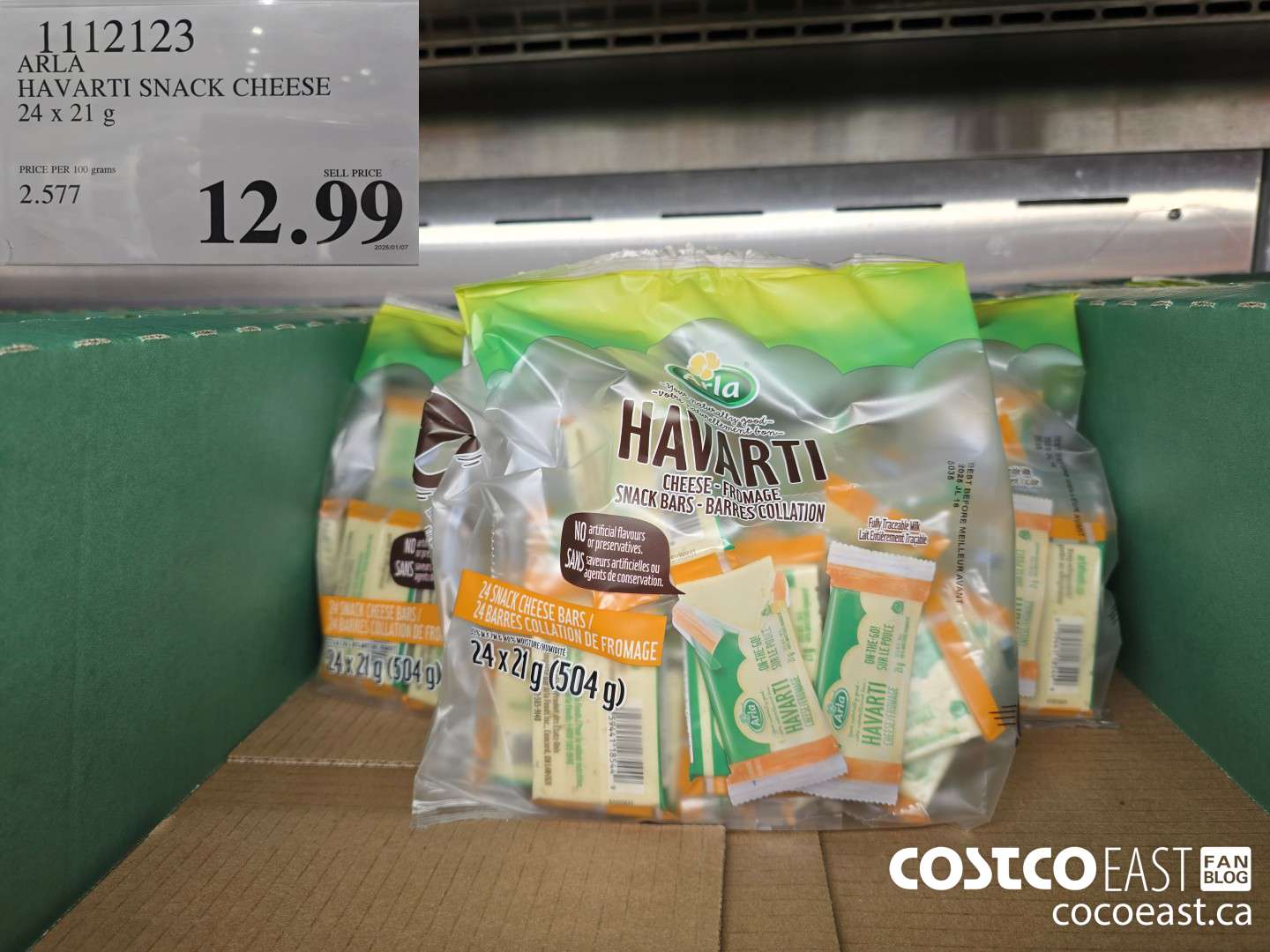 1112123 ARLA HAVARTI SNACK CHEESE 24 x 21g $12.99