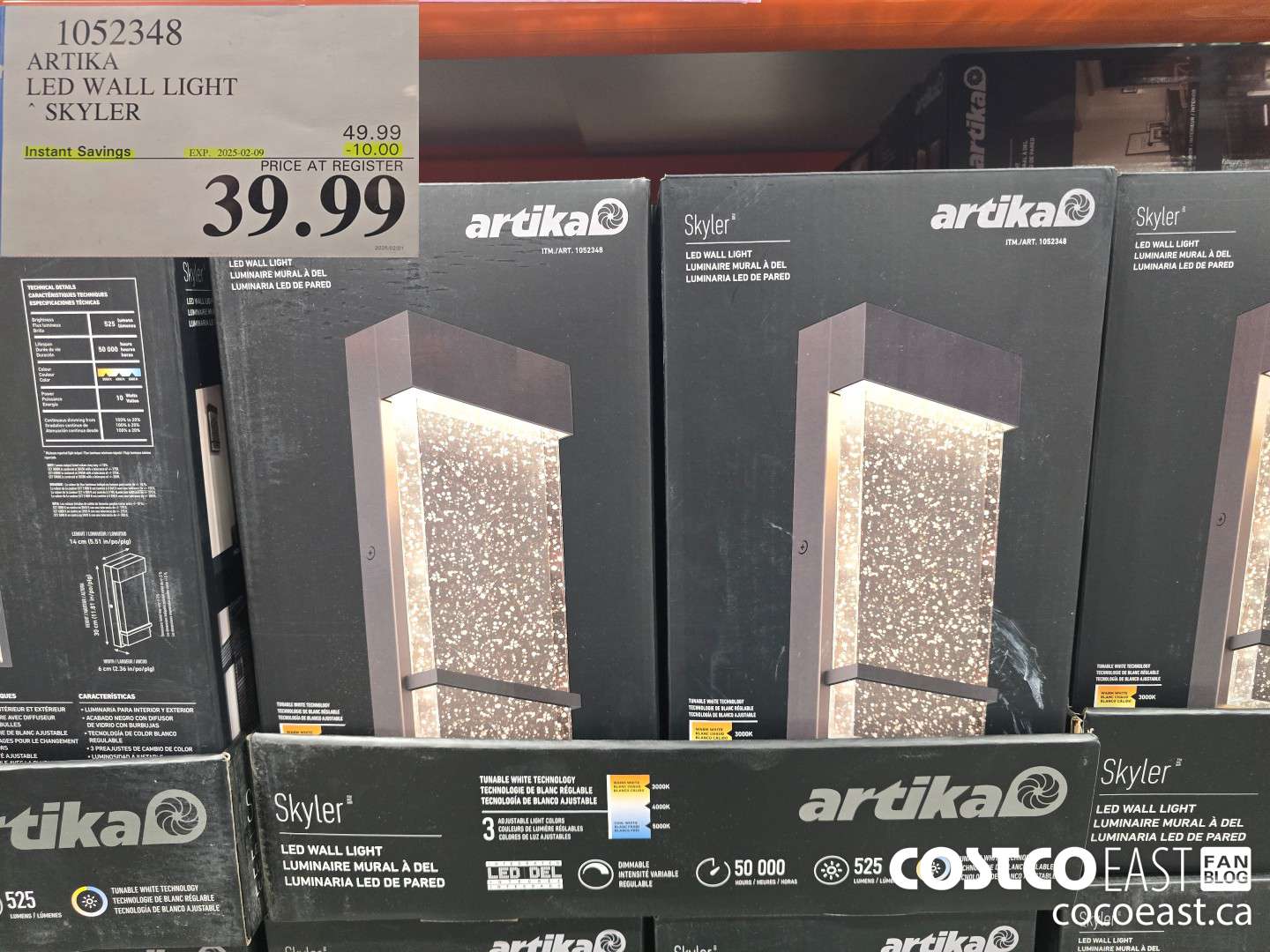 1052348 ARTIKA LED WALL LIGHT SKYLER ($10.00 INSTANT SAVINGS EXPIRES ON 2025-02-09) $39.99