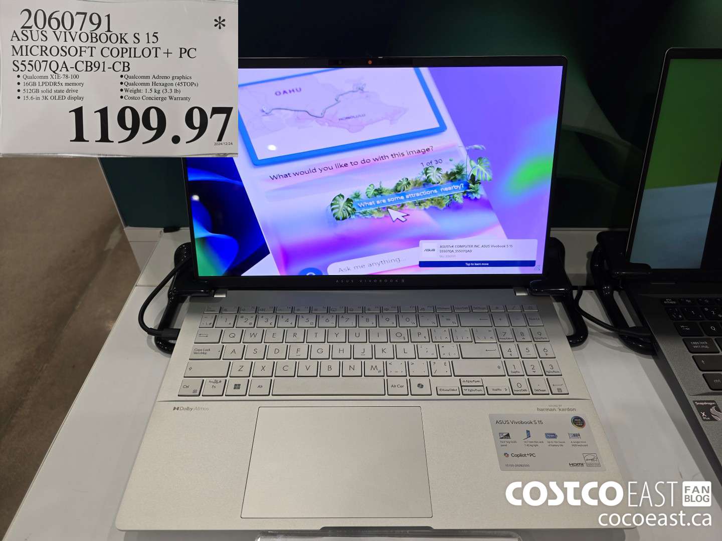 2060791 ASUS VIVOBOOK S 15 MICROSOFT COPILOT+ PC S5507QA-CB91-CB $1199.97