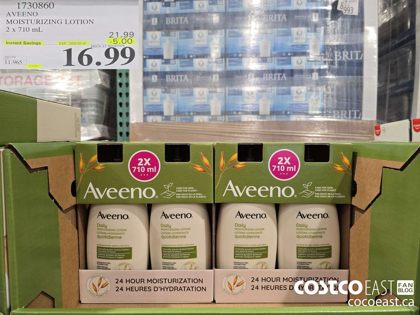 1730860 AVEENO MOISTURIZING LOTION 2 X 710 ML ($5.00 INSTANT SAVINGS EXPIRES ON 2025-02-16) $16.99