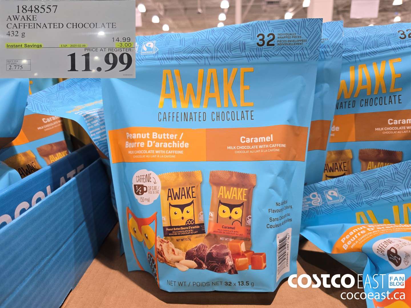 1848557 AWAKE CAFFEINATED CHOCOLATE 432 G ($3.00 INSTANT SAVINGS EXPIRES ON 2025-02-09) $11.99