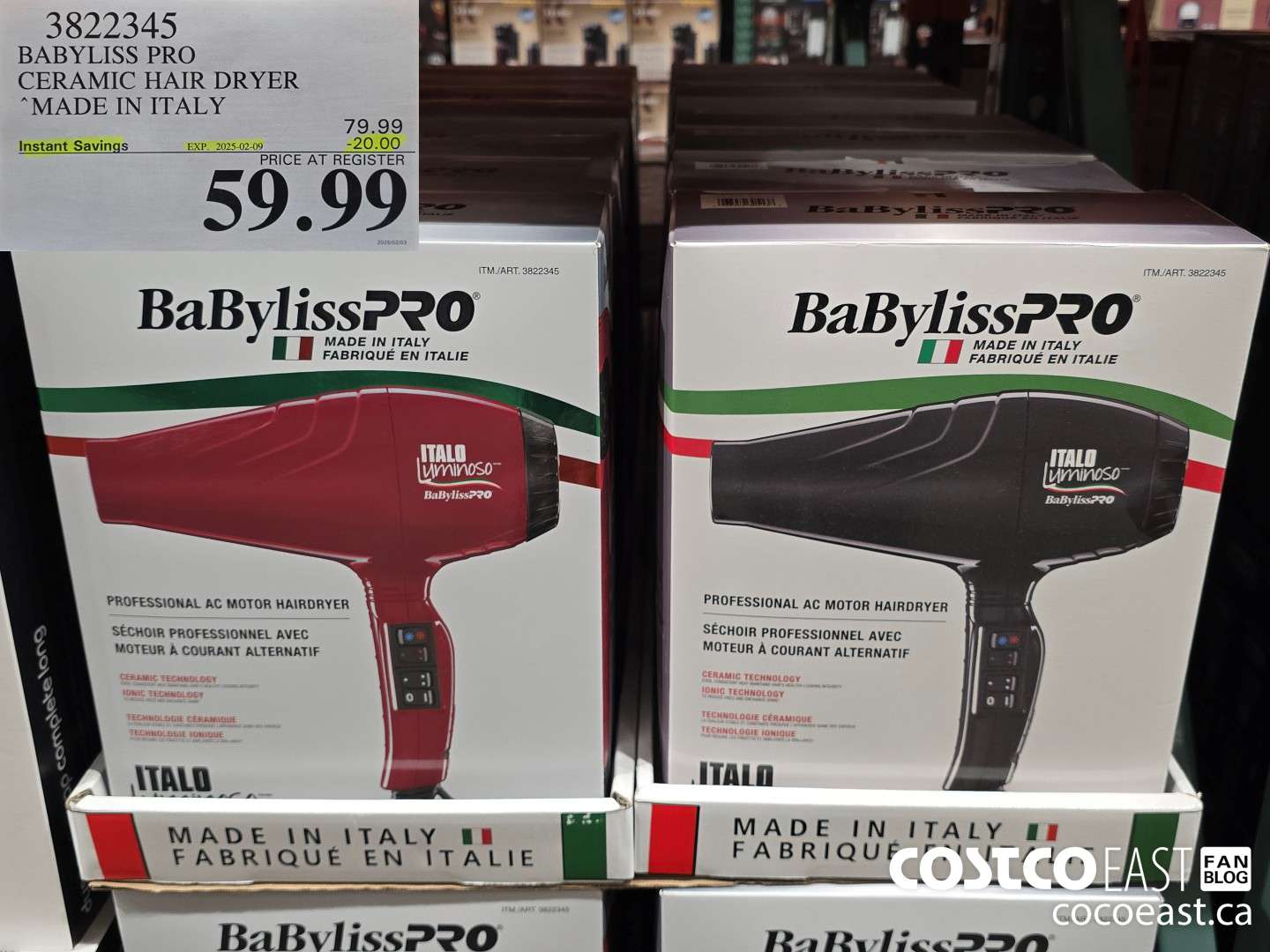 3822345 BABYLISS PRO CERAMIC HAIR DRYER MADE IN ITALY ($20.00 INSTANT SAVINGS EXPIRES ON 2025-02-09) $59.99