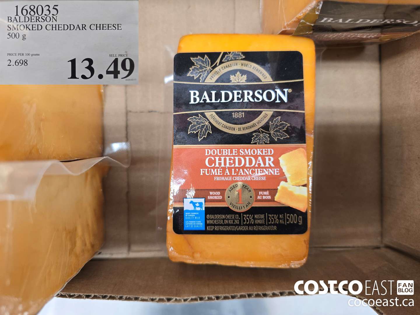 168035 BALDERSON SMOKED CHEDDAR CHEESE 500 G $13.49