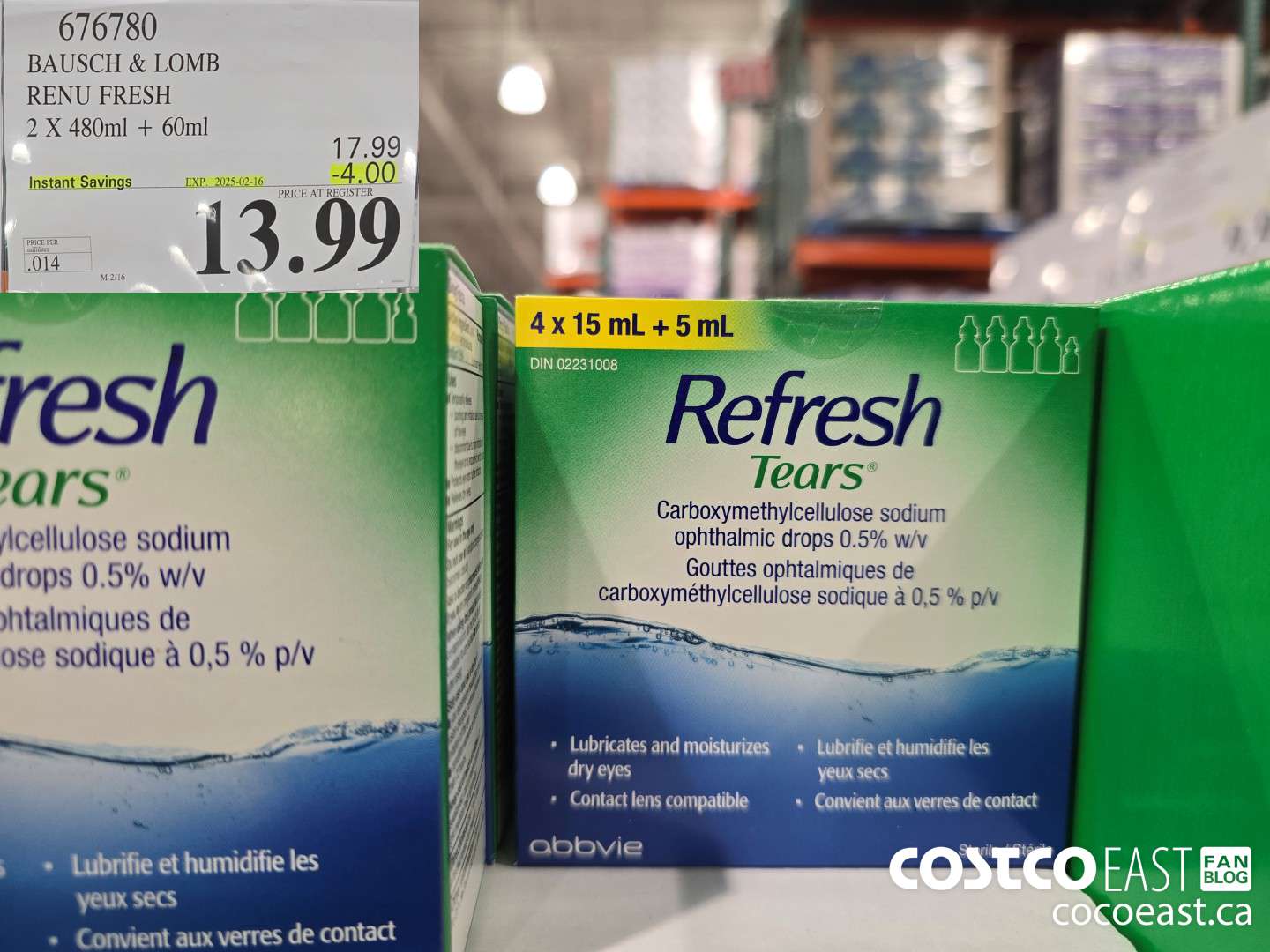 676780 BAUSCH & LOMB RENU FRESH 2 X 480 ML + 60ML ($4.00 INSTANT SAVINGS EXPIRES ON 2025-02-16) $13.99