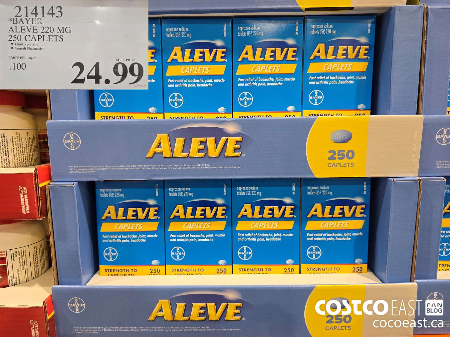 214143 BAYER ALEVE 220 MG 250 CAPLETS $24.99