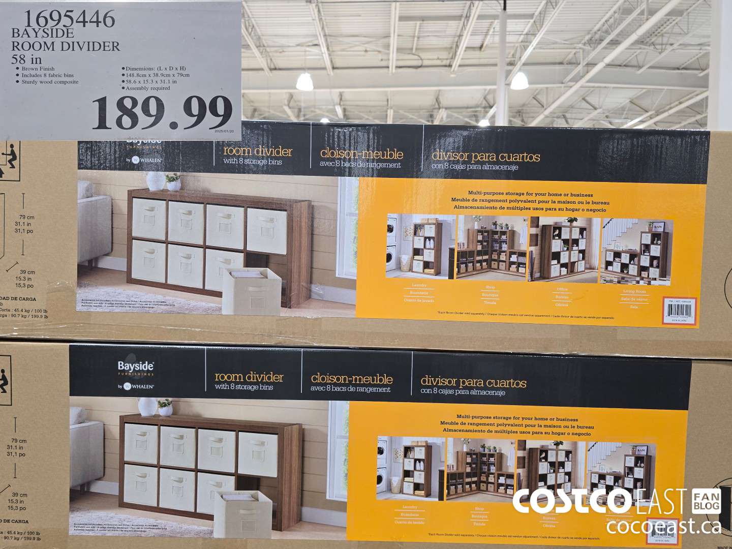 1695446 BAYSIDE ROOM DIVIDER 58 in $189.99