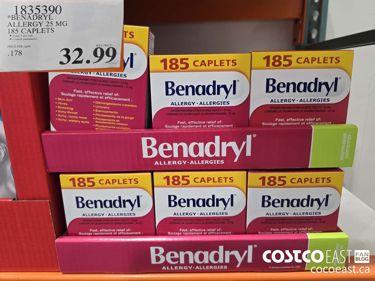 1835390 BENADRYL ALLERGY 25 MG 185 CAPLETS $32.99