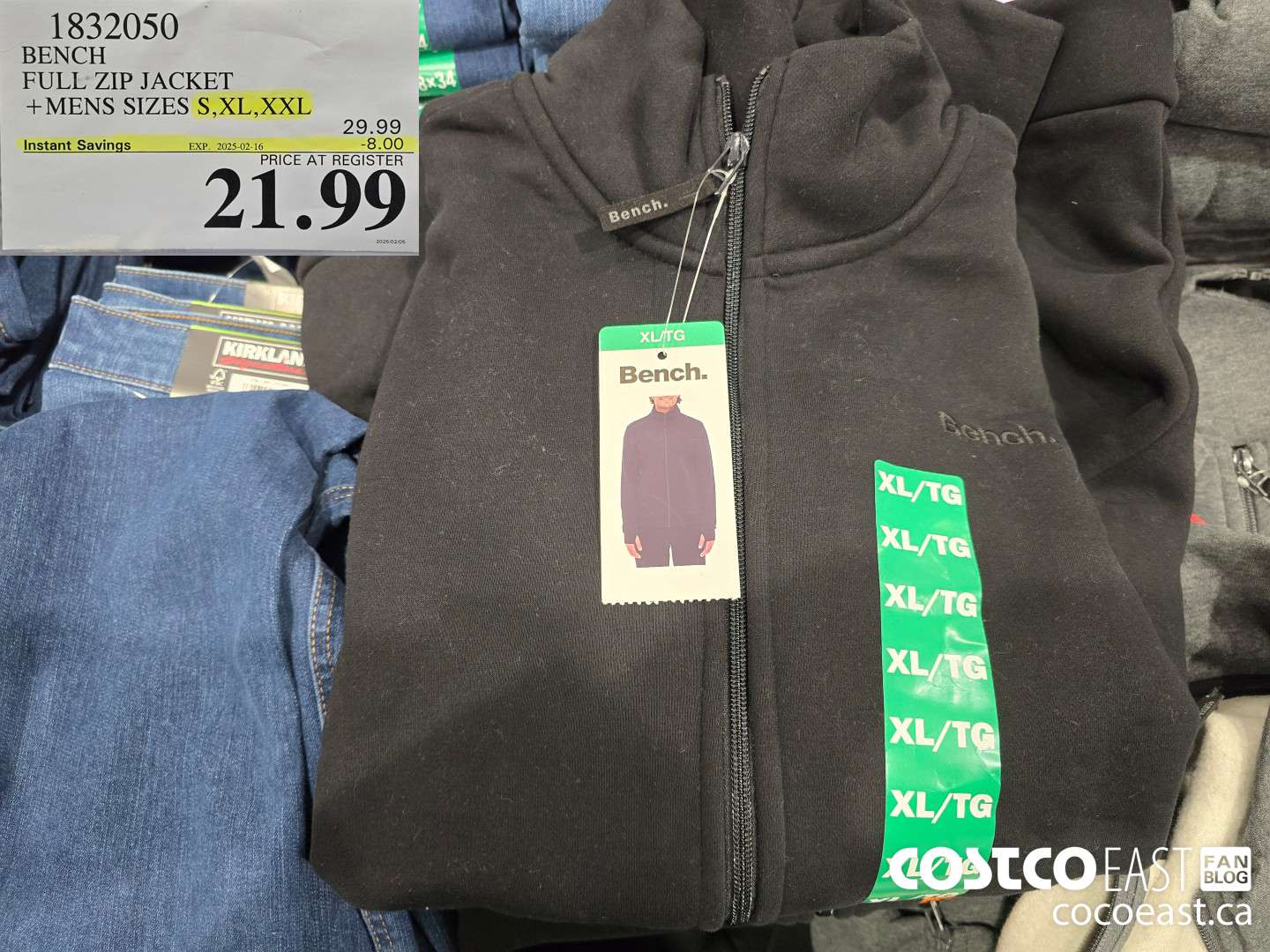 1832050 BENCH FULL ZIP JACKET +MENS SIZES S,XL,XXL ($8.00 INSTANT SAVINGS EXPIRES ON 2025-02-16) $21.99