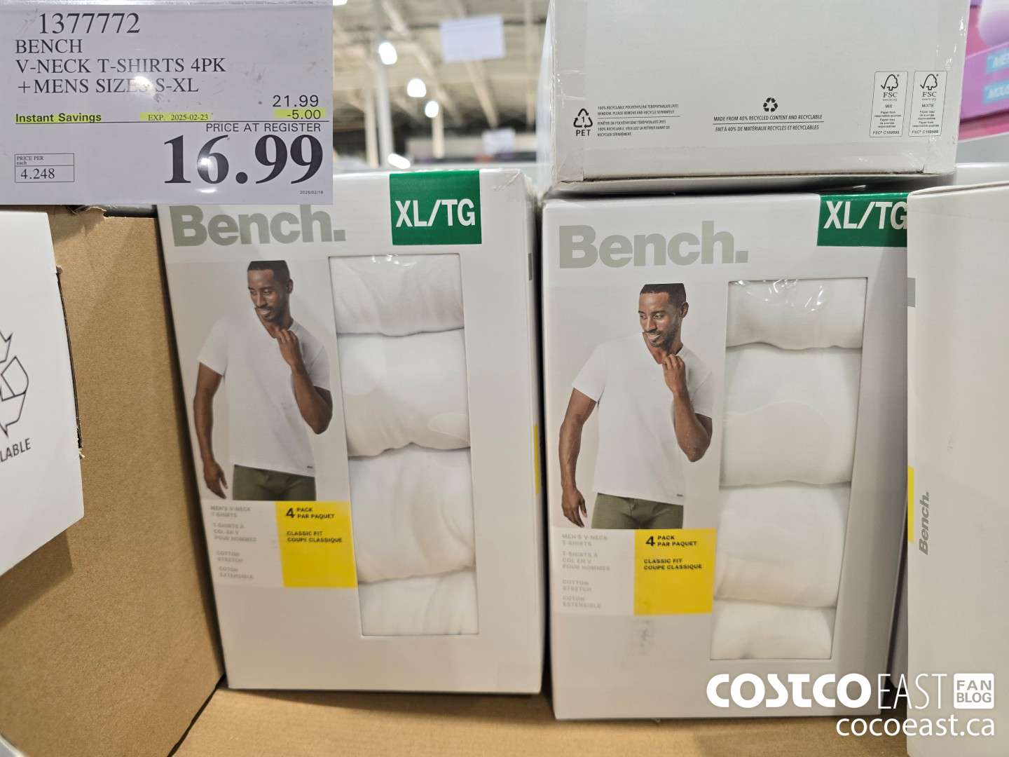 1377772 BENCH V-NECK T-SHIRT 4PK +MENS SIZES S-XL ($5.00 INSTANT SAVINGS EXPIRES ON 2025-02-23) $16.99