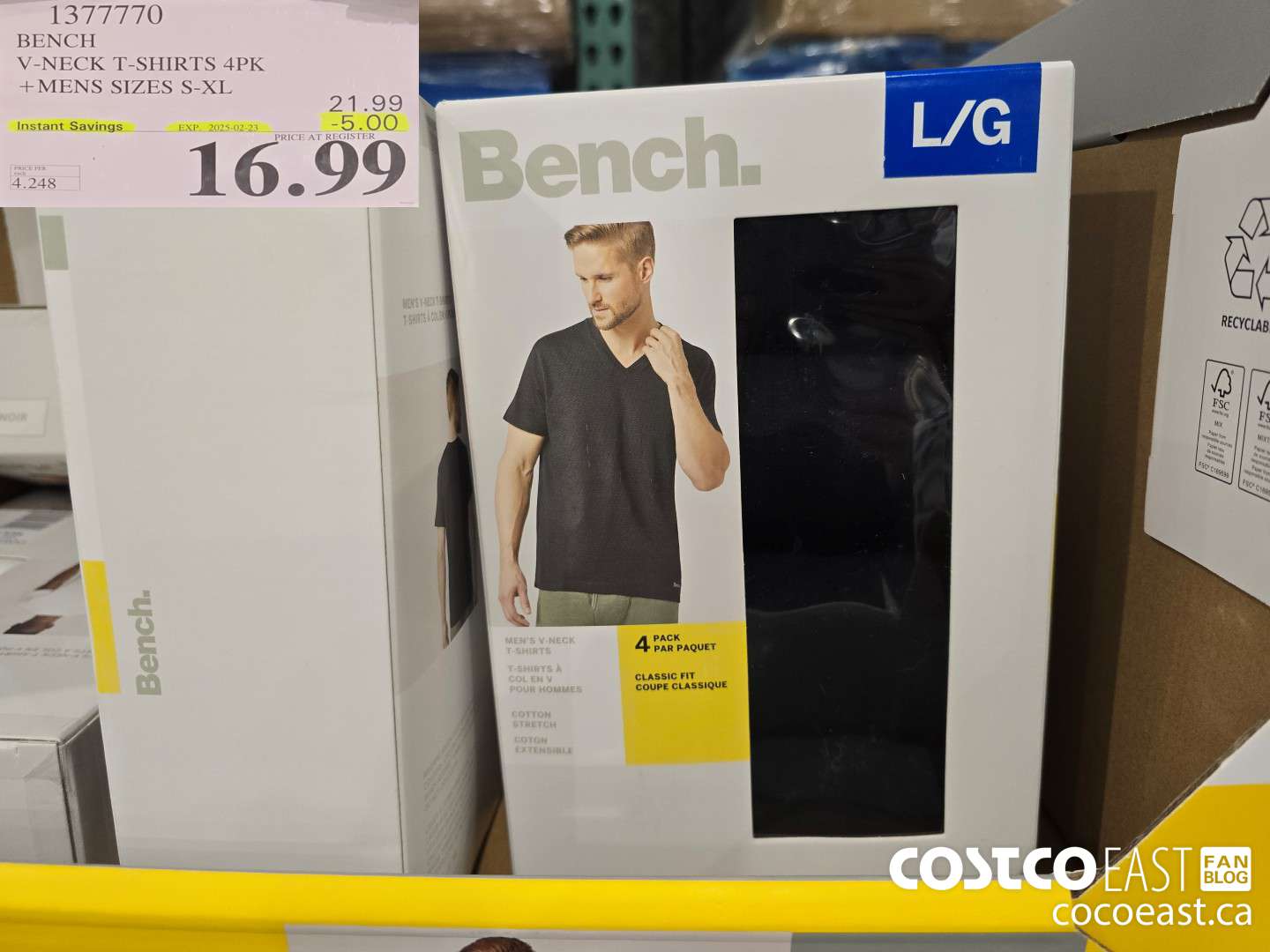 1377770 BENCH V-NECK T-SHIRT MENS SIZES S-XL ($5.00 INSTANT SAVINGS EXPIRES ON 2025-02-23) $16.99