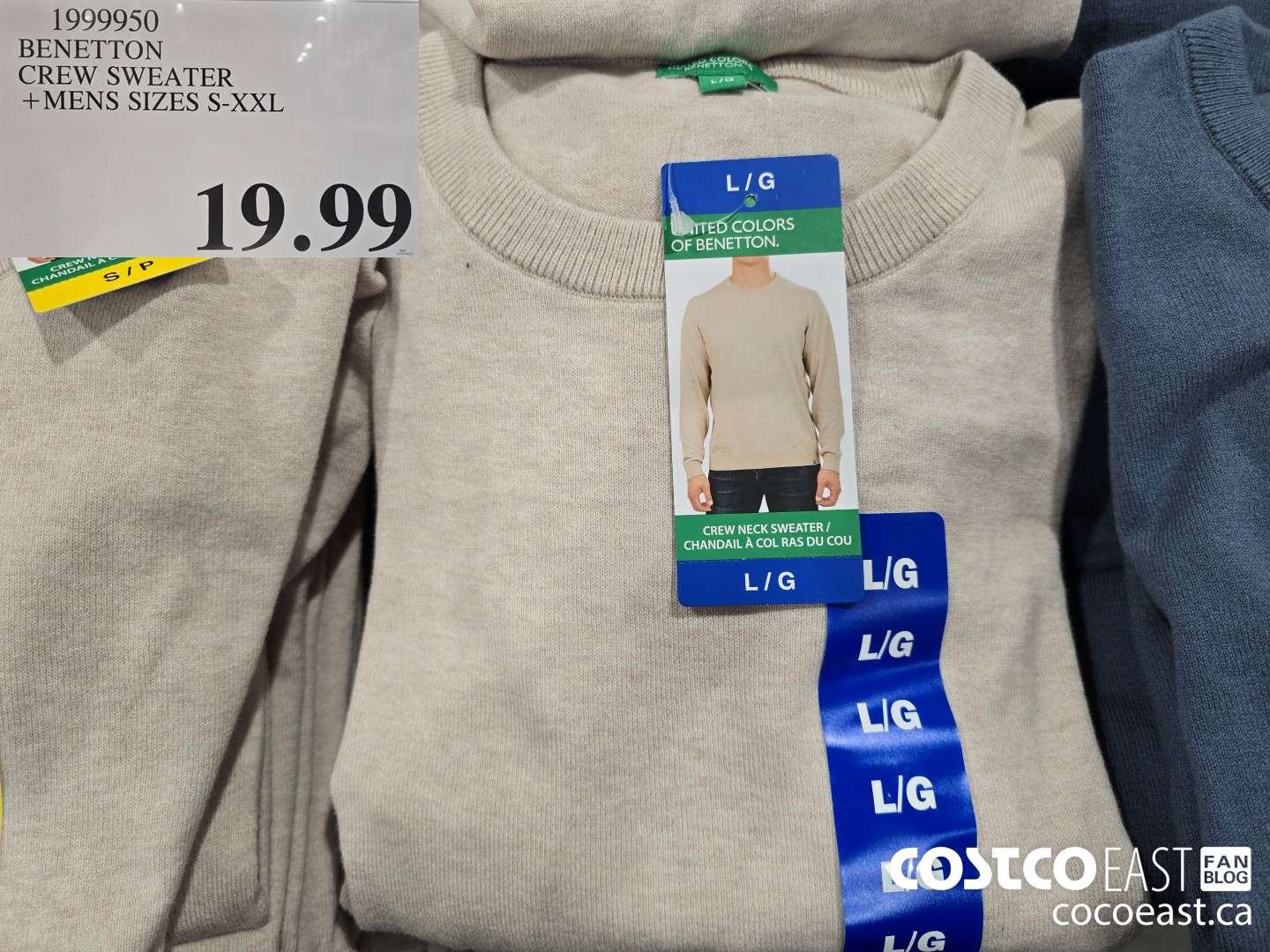 1999950 BENETTON CREW SWEATER + MENS SIZES S-XXL $19.99