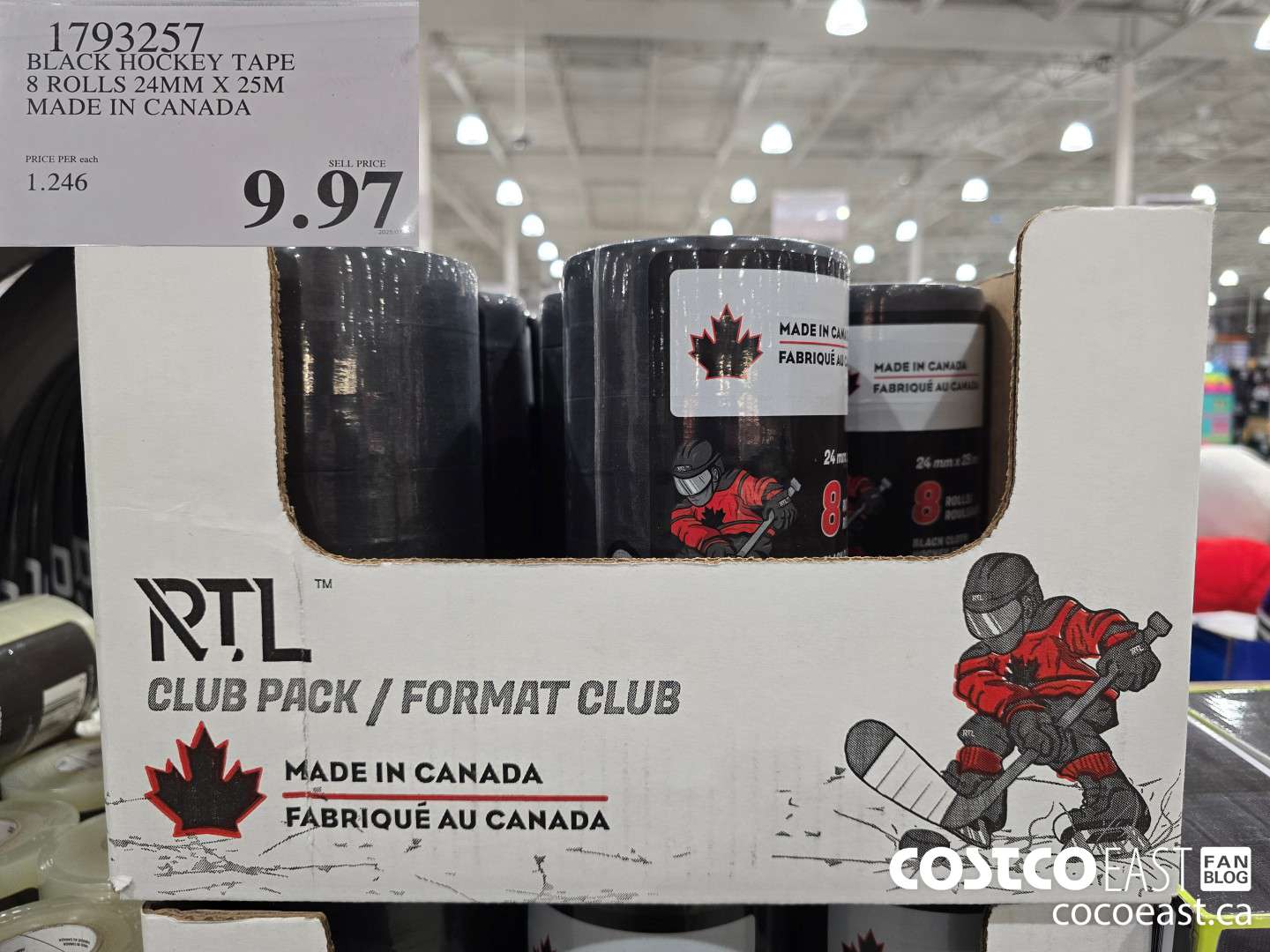 1793257 BLACK HOCKEY TAPE 2 ROLLS 24MM X 25M MADE IN CANADA $9.97
