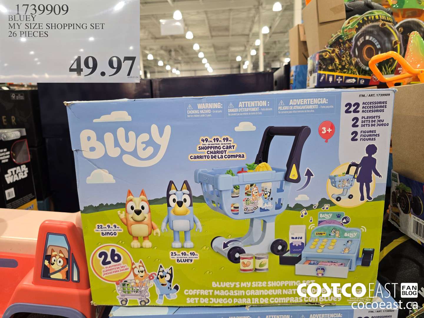 1739909 BLUEY MY SIZE SHOPPING SET 26 PLAY PIECES $49.97