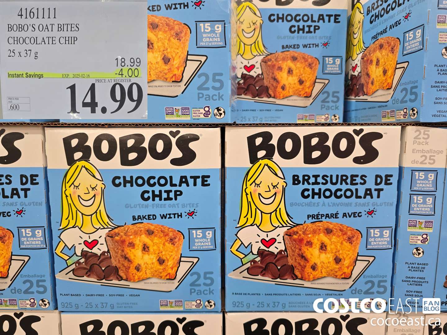 4161111 BOBO'S OAT BITES CHOCOLATE CHIP 25 X 37 G ($4.00 INSTANT SAVINGS EXPIRES ON 2025-02-16) $14.99