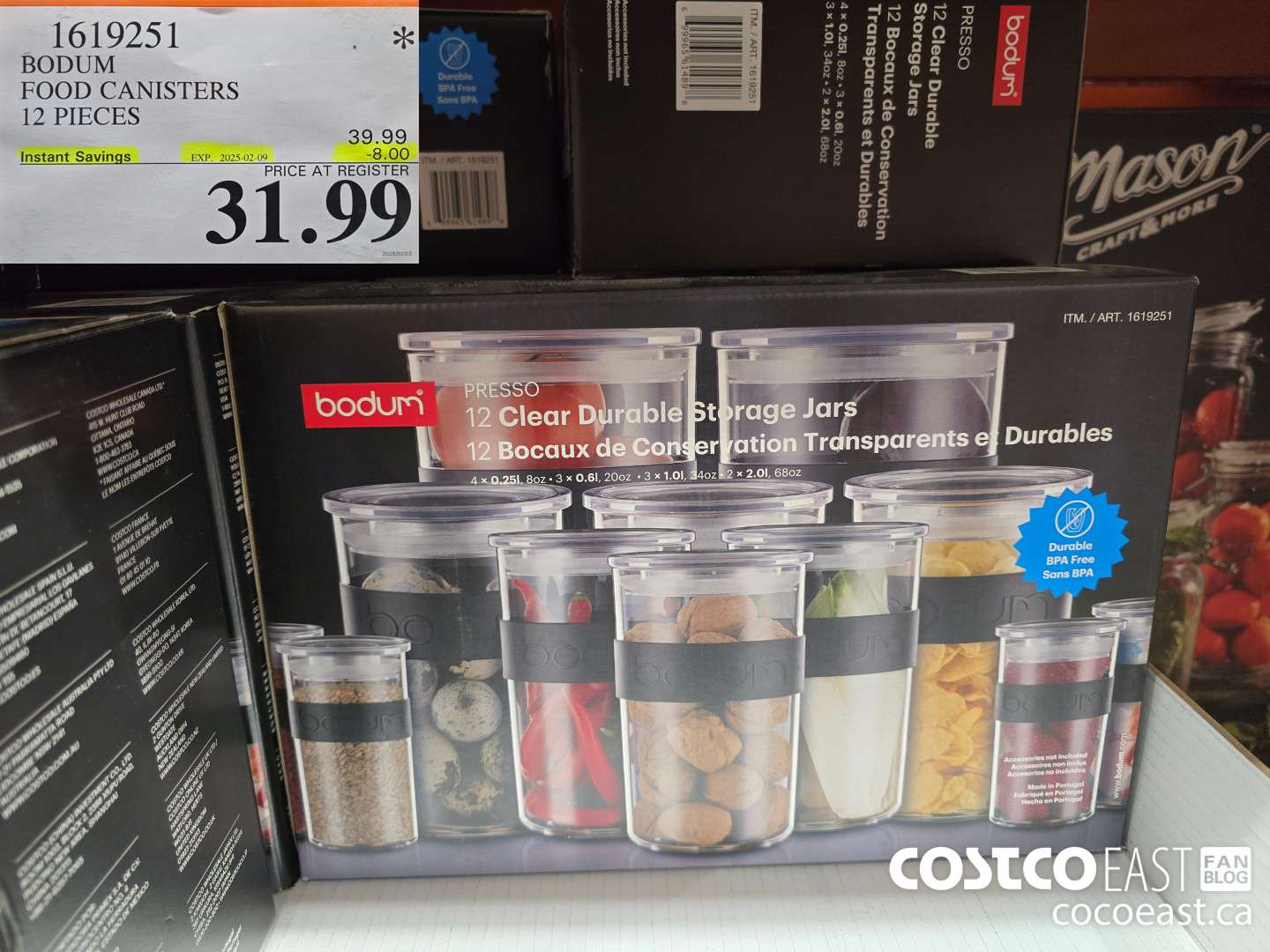 1619251 BODUM FOOD CANISTERS 12 PIECES ($8.00 INSTANT SAVINGS EXPIRES ON 2025-02-09) $31.99