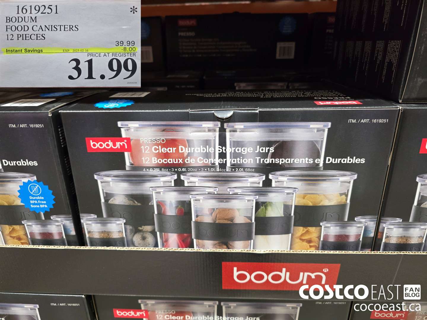 1619251 BODUM FOOD CANISTERS 12 PIECES ($8.00 INSTANT SAVINGS EXPIRES ON 2025-02-16) $31.99