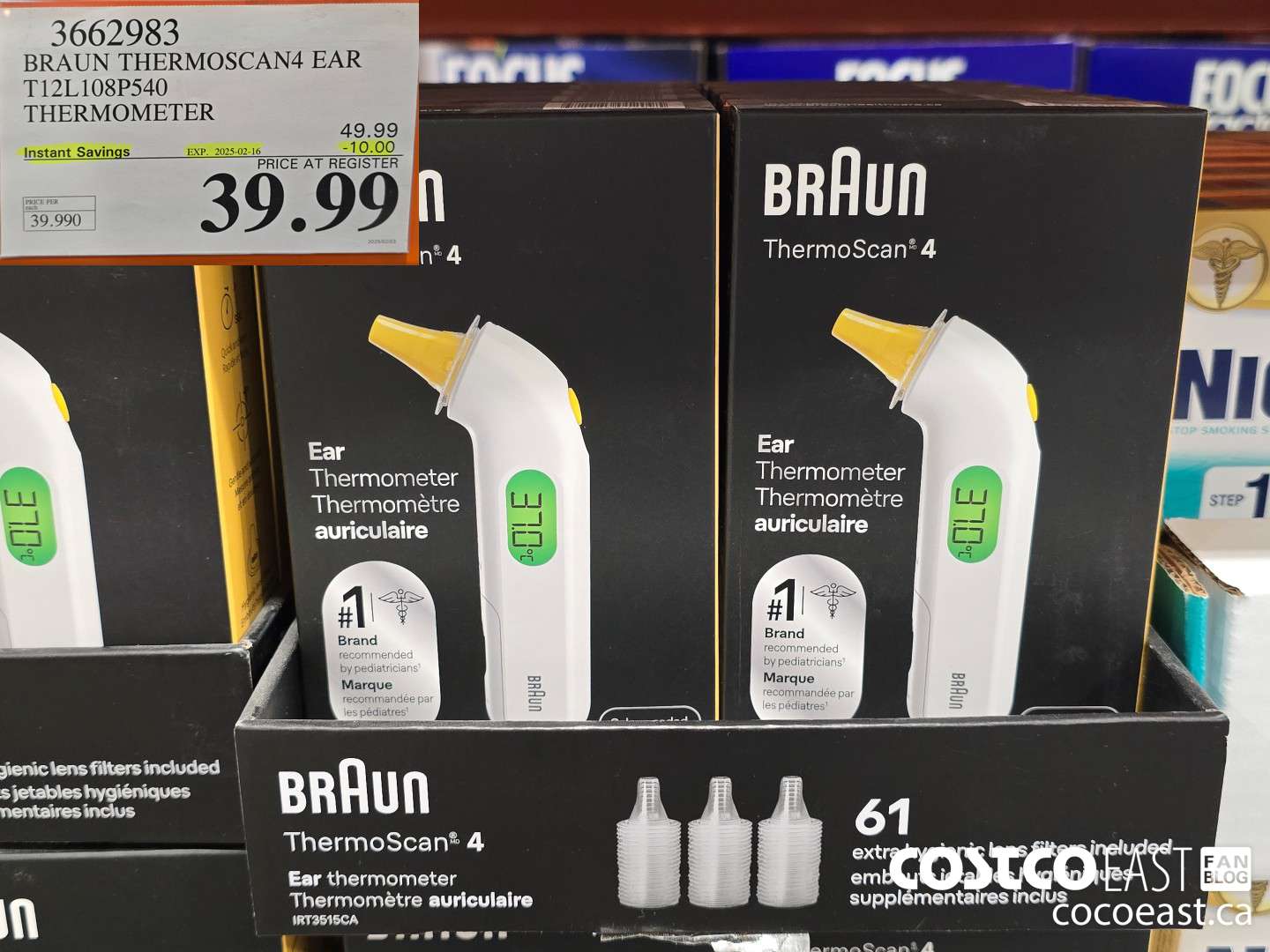 3662983 BRAUN THERMOSCAN4 EAR TI2L108P540 THERMOMETER ($10.00 INSTANT SAVINGS EXPIRES ON 2025-02-16) $39.99