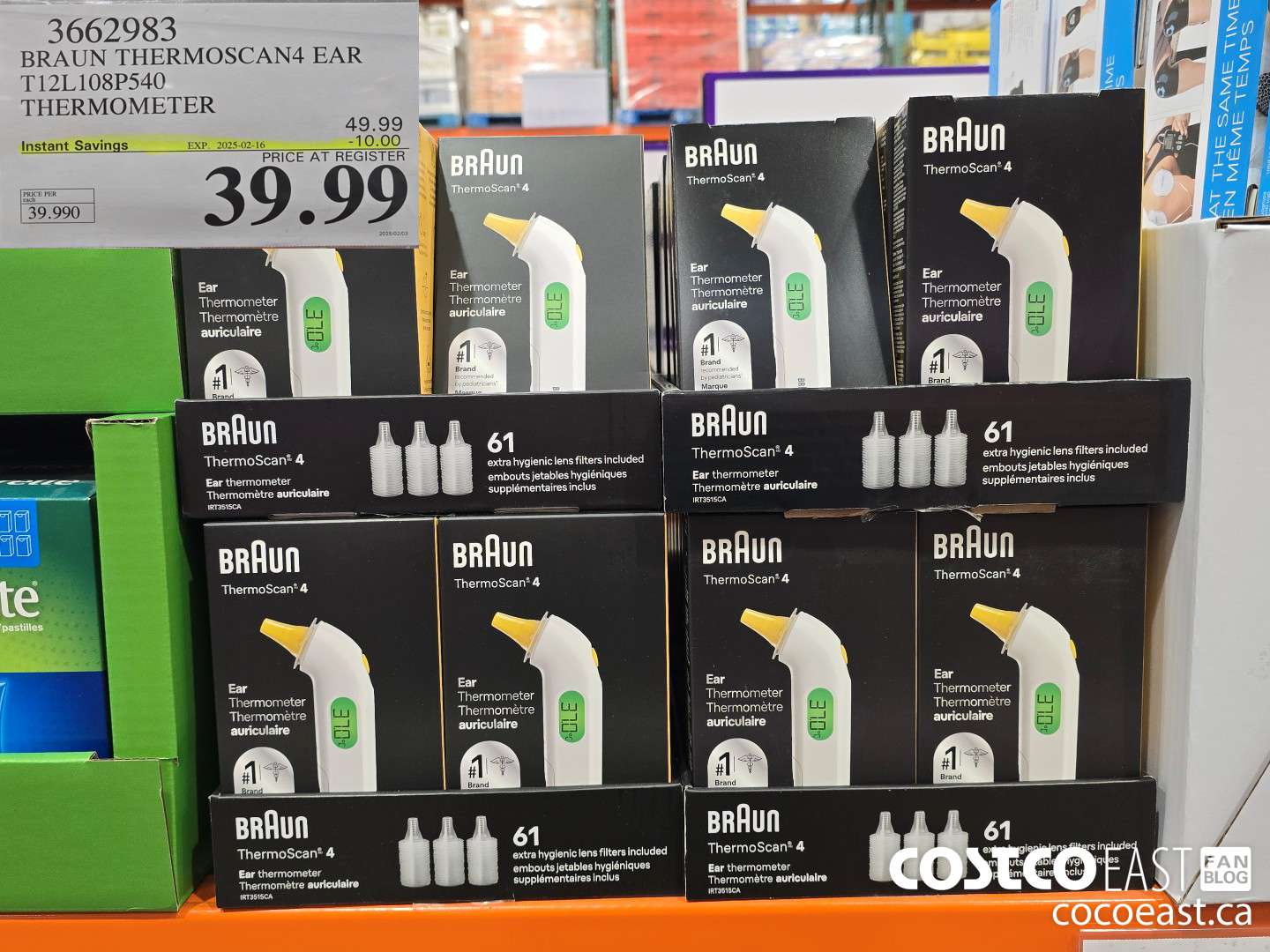 3662983 BRAUN THERMOSCAN4 EAR TI2L108P540 THERMOMETER ($10.00 INSTANT SAVINGS EXPIRES ON 2025-02-16) $39.99