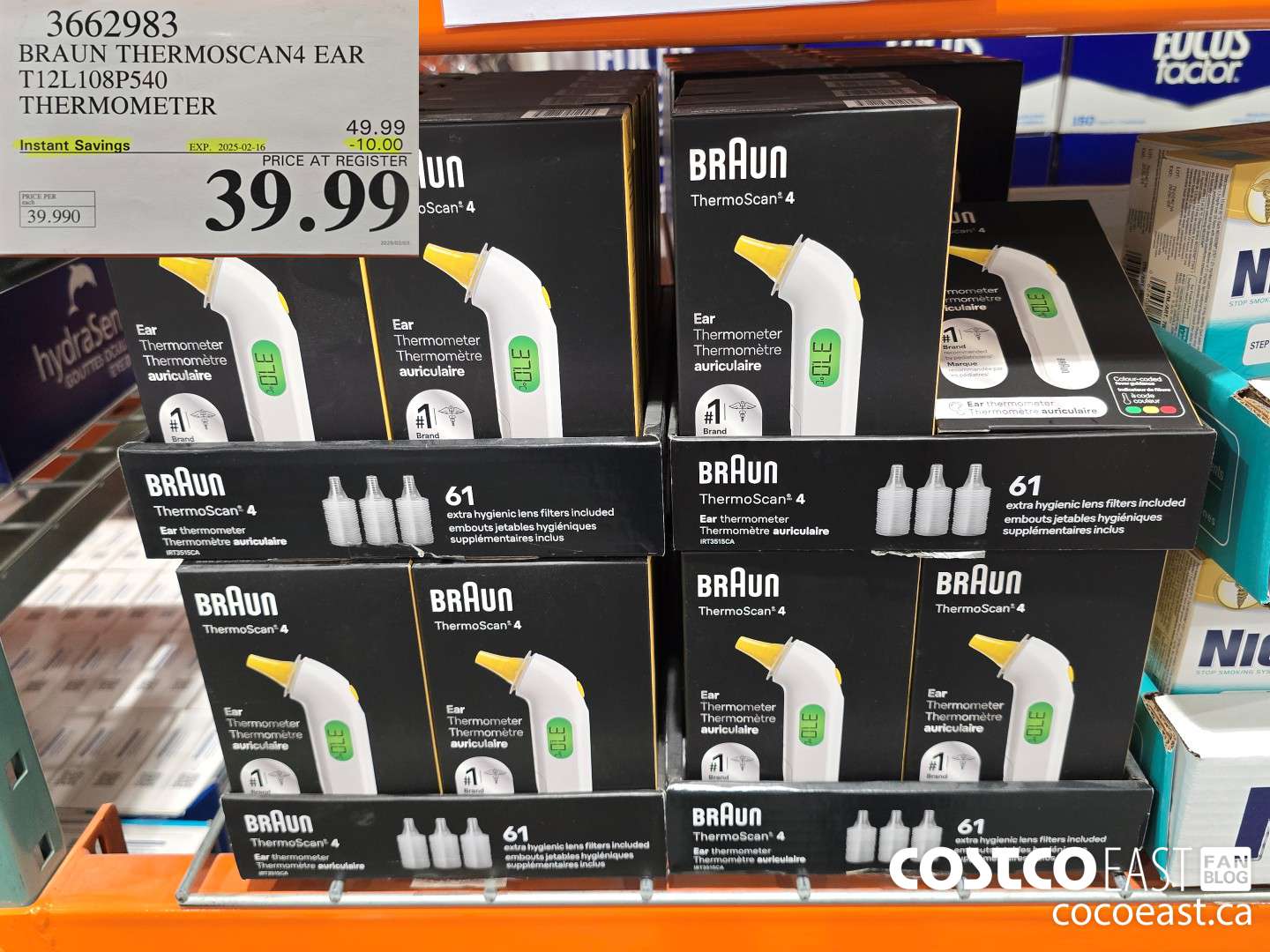 3662983 BRAUN THERMOSCAN4 EAR TI2L108P540 THERMOMETER ($10.00 INSTANT SAVINGS EXPIRES ON 2025-02-16) $39.99